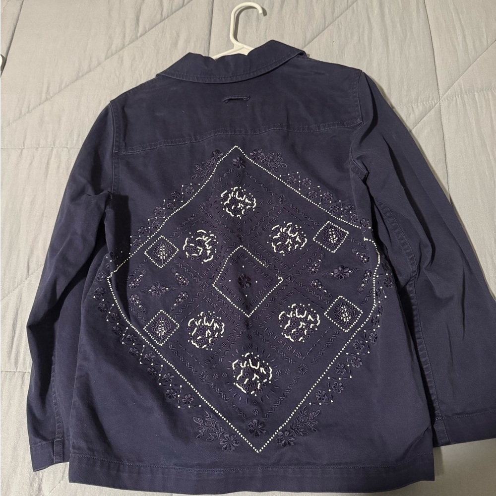 & Other Stories Navy Embroidered Jacket